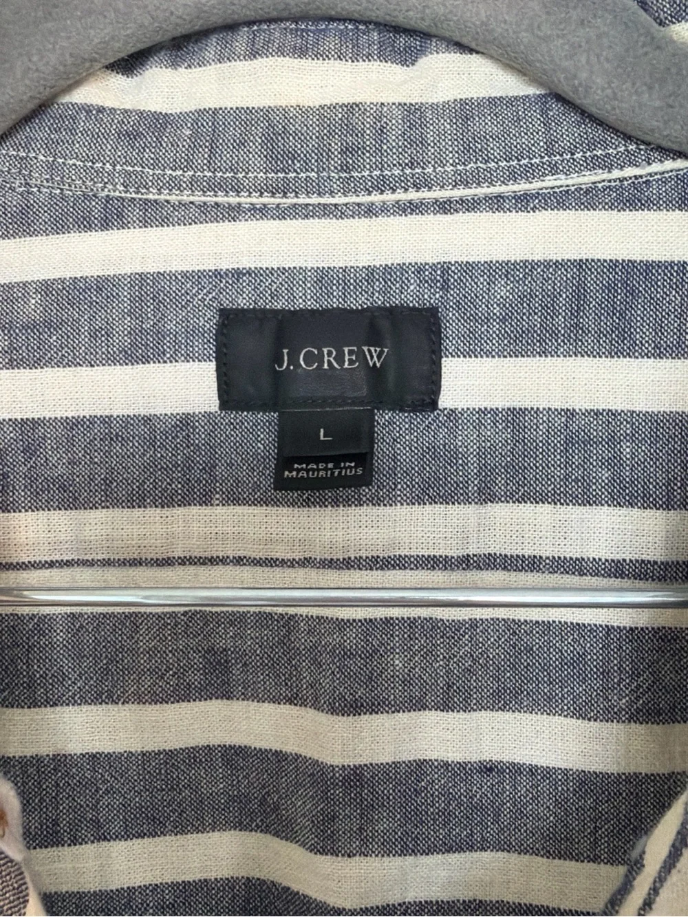 J. Crew Short-Sleeve Button-Up Shirt - Blue & White Stripes